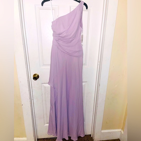 Nwt David's Bridal Women's One Shoulder Mesh Bridesmaid Dress Purple Size 8 - Picture 1 of 5
